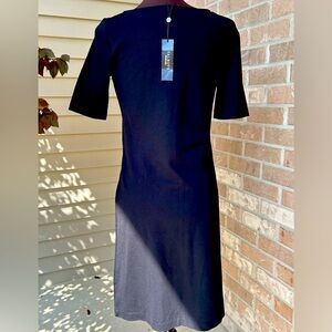 NWT TALBOTS s2 little black dress 1/2 sleeve-hits below knee-solid closet staple